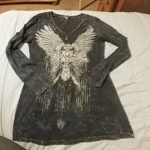 Gray cross with wings top